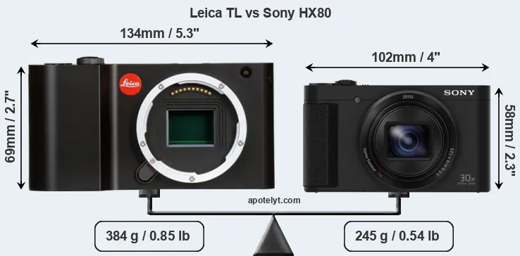 Size Leica TL vs Sony HX80