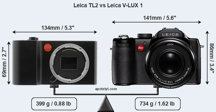 Size Leica TL2 vs Leica V-LUX 1