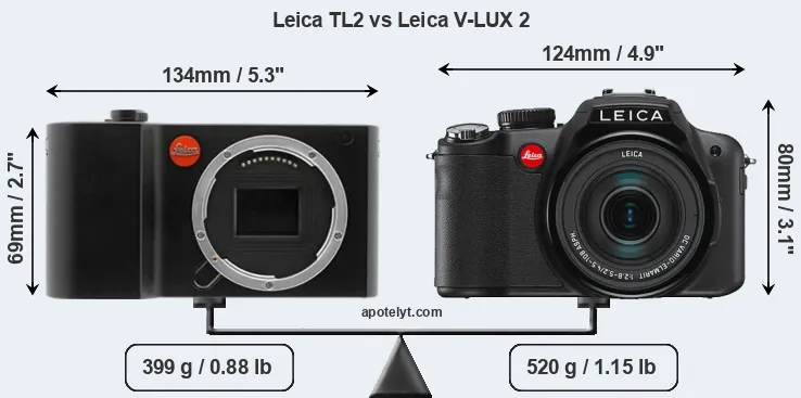 Size Leica TL2 vs Leica V-LUX 2