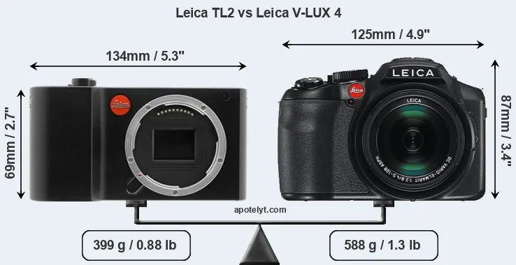 Size Leica TL2 vs Leica V-LUX 4