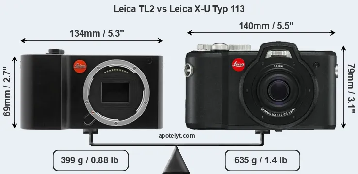 Size Leica TL2 vs Leica X-U Typ 113