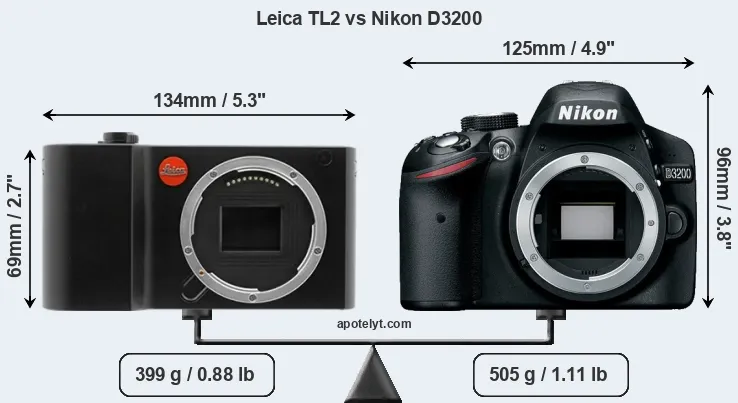 Size Leica TL2 vs Nikon D3200