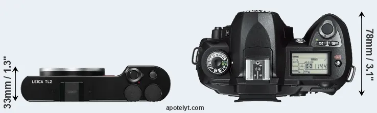 Compare TL2 versus D70s top