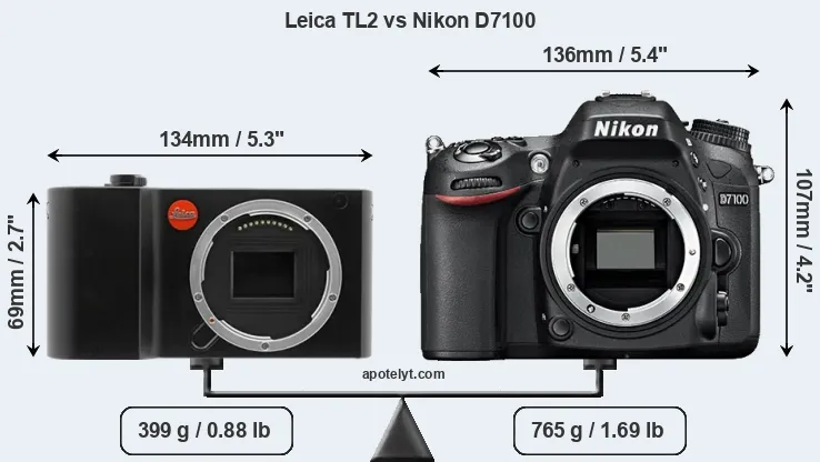Size Leica TL2 vs Nikon D7100