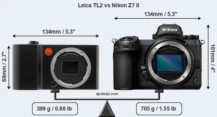 Size Leica TL2 vs Nikon Z7 II