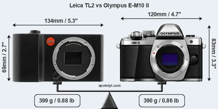 Size Leica TL2 vs Olympus E-M10 II