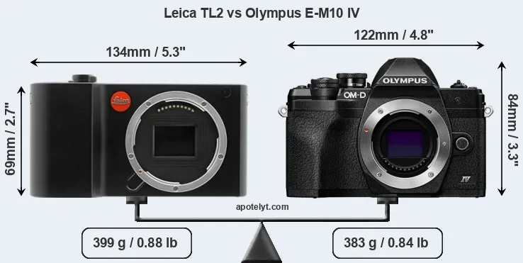 Size Leica TL2 vs Olympus E-M10 IV