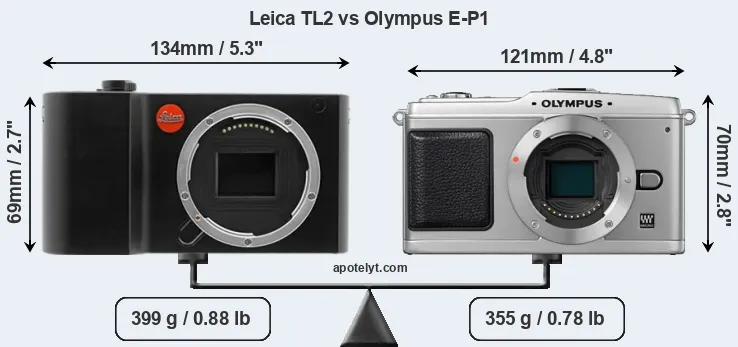 Size Leica TL2 vs Olympus E-P1
