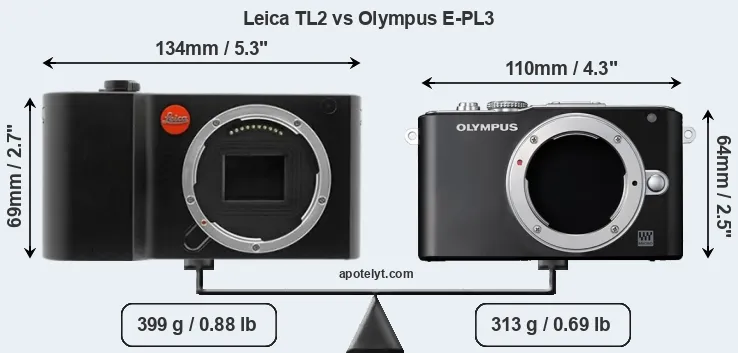 Size Leica TL2 vs Olympus E-PL3