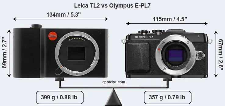 Size Leica TL2 vs Olympus E-PL7