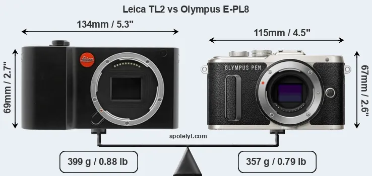 Size Leica TL2 vs Olympus E-PL8