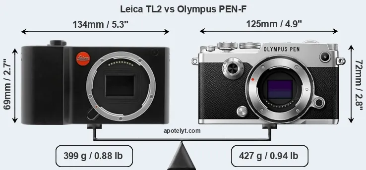 Size Leica TL2 vs Olympus PEN-F