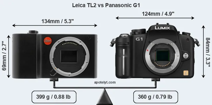 Size Leica TL2 vs Panasonic G1