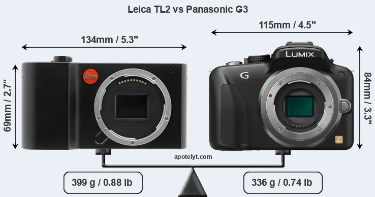 Size Leica TL2 vs Panasonic G3