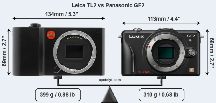 Size Leica TL2 vs Panasonic GF2