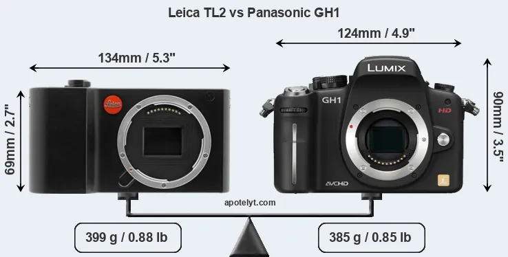 Size Leica TL2 vs Panasonic GH1