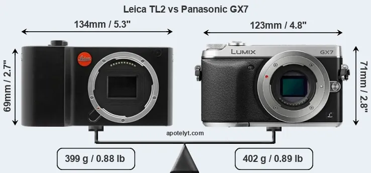 Size Leica TL2 vs Panasonic GX7
