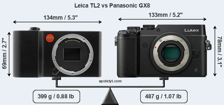 Size Leica TL2 vs Panasonic GX8