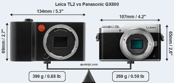 Size Leica TL2 vs Panasonic GX800