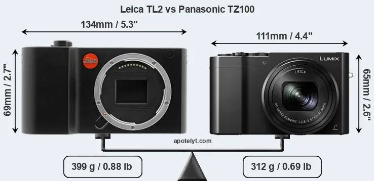 Size Leica TL2 vs Panasonic TZ100