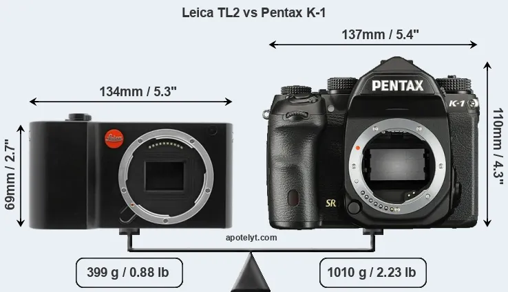 Size Leica TL2 vs Pentax K-1