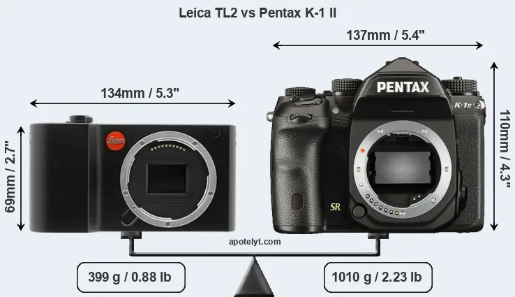 Size Leica TL2 vs Pentax K-1 II