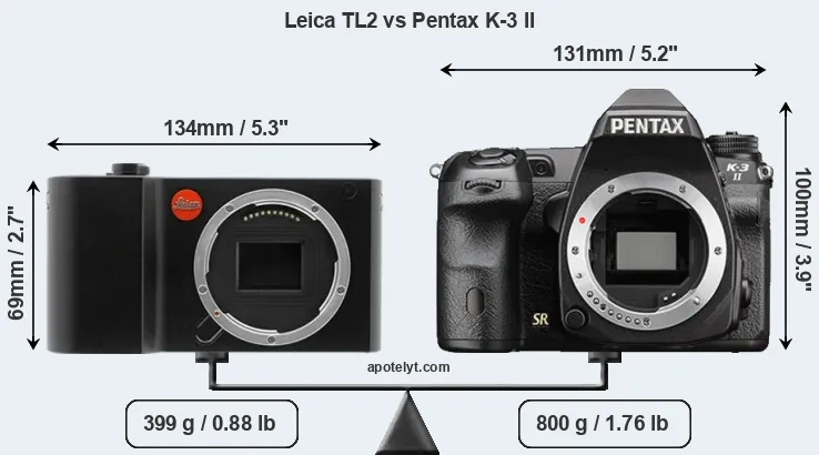 Size Leica TL2 vs Pentax K-3 II