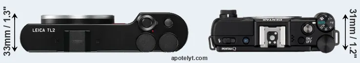 Compare TL2 versus Pentax Q top