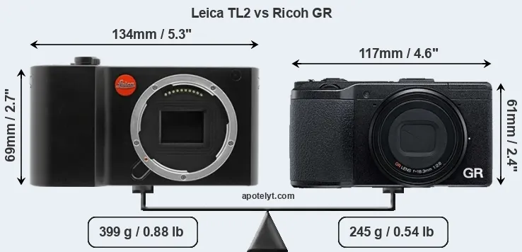 Size Leica TL2 vs Ricoh GR