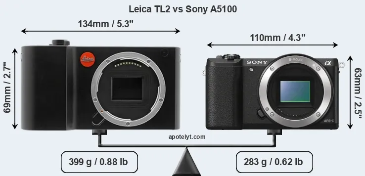 Size Leica TL2 vs Sony A5100