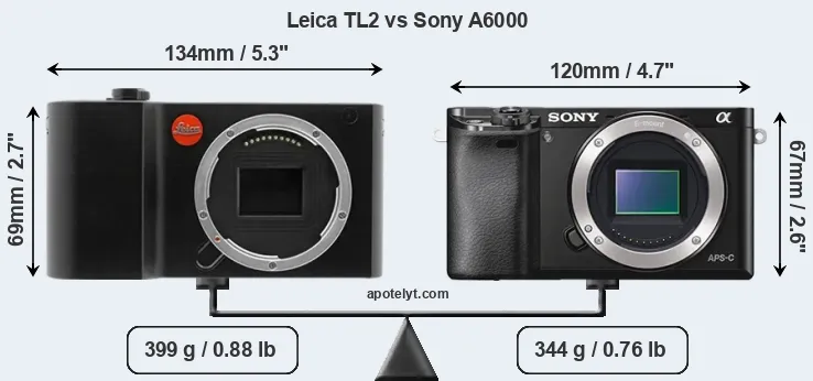 Size Leica TL2 vs Sony A6000