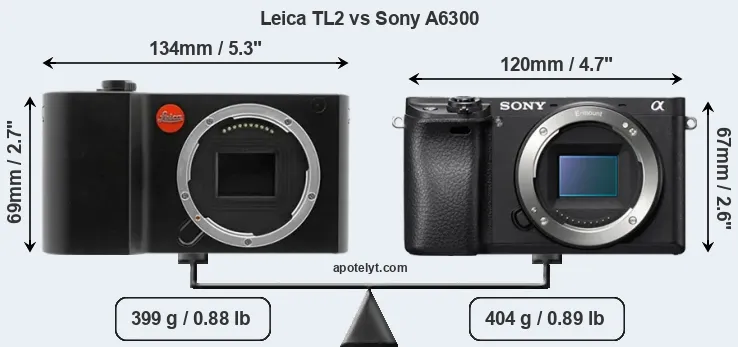 Size Leica TL2 vs Sony A6300