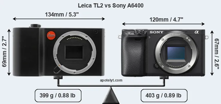 Size Leica TL2 vs Sony A6400