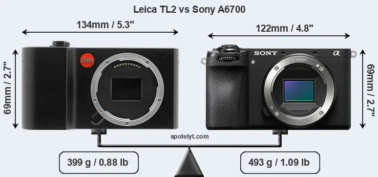 Size Leica TL2 vs Sony A6700