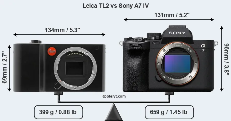 Size Leica TL2 vs Sony A7 IV