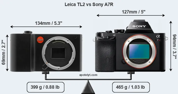 Size Leica TL2 vs Sony A7R