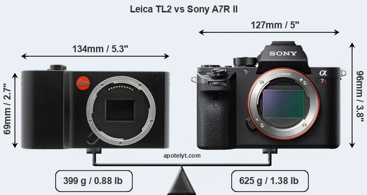 Size Leica TL2 vs Sony A7R II
