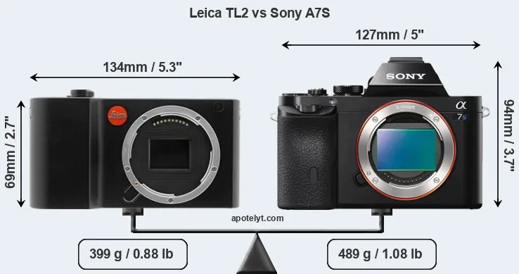 Size Leica TL2 vs Sony A7S