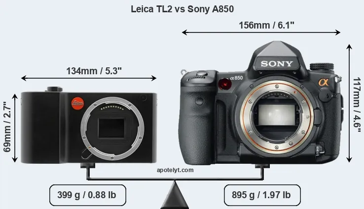 Size Leica TL2 vs Sony A850