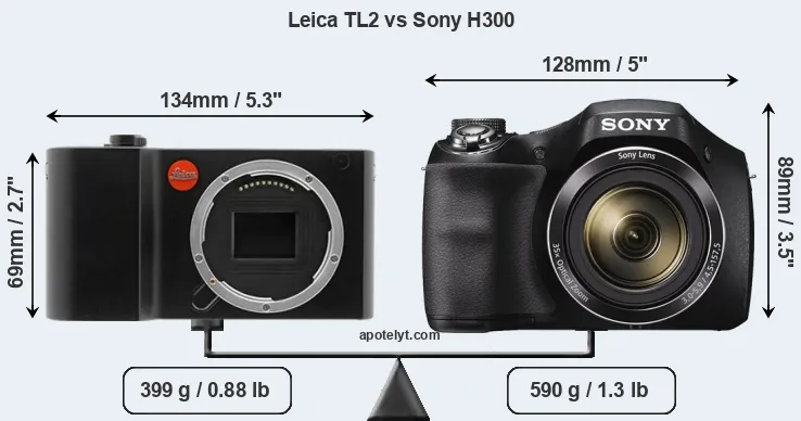Size Leica TL2 vs Sony H300