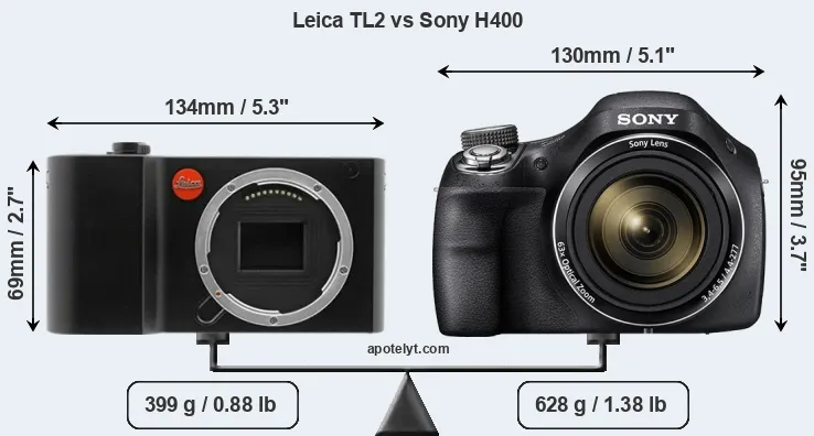 Size Leica TL2 vs Sony H400
