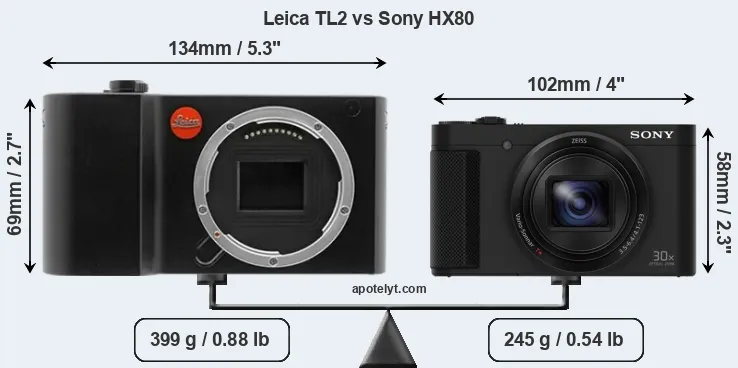 Size Leica TL2 vs Sony HX80