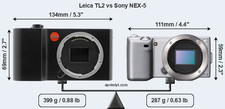Size Leica TL2 vs Sony NEX-5