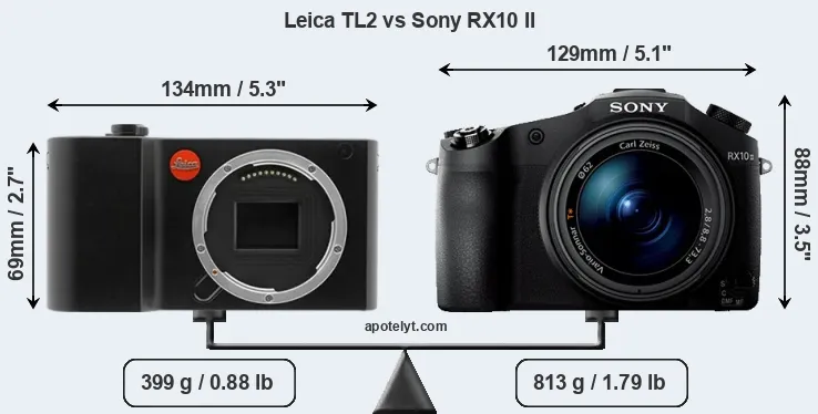 Size Leica TL2 vs Sony RX10 II