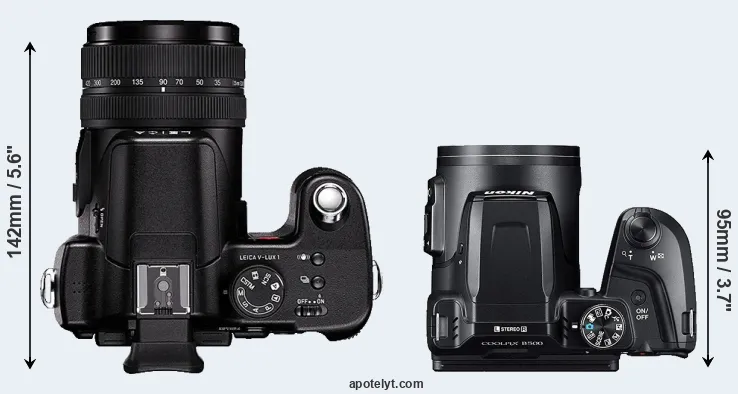 Compare V-LUX 1 versus B500 top