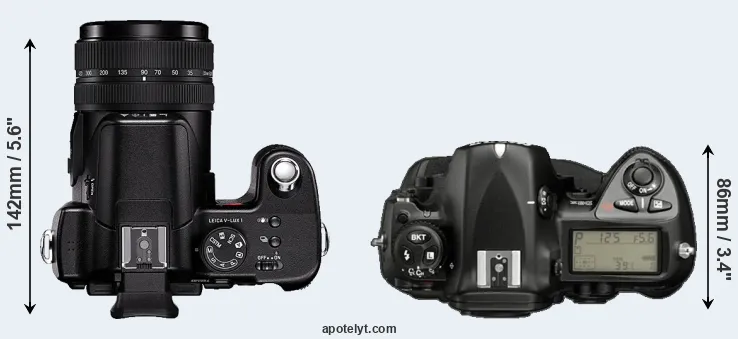 Compare V-LUX 1 versus D2X top