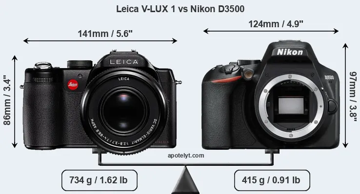 Size Leica V-LUX 1 vs Nikon D3500