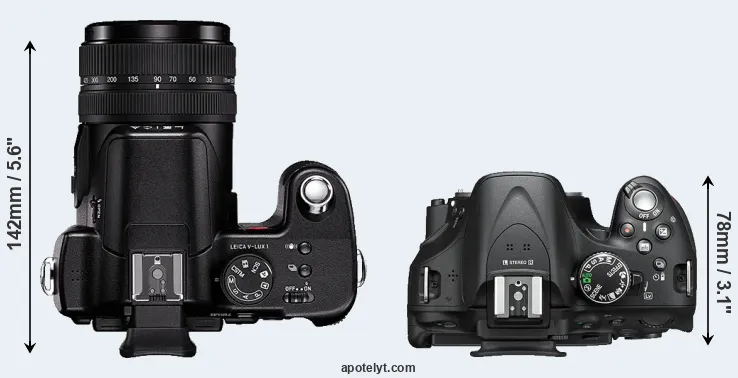 Compare V-LUX 1 versus D5200 top