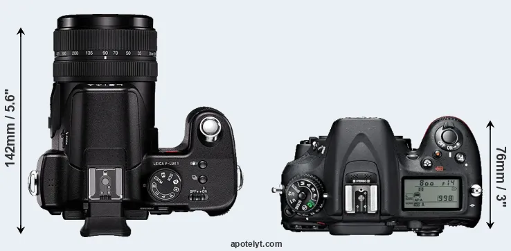 Compare V-LUX 1 versus D7100 top