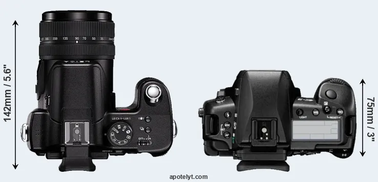 Compare V-LUX 1 versus E-3 top